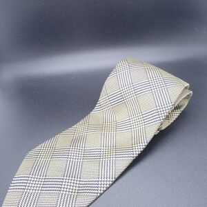 Tommy Hilfiger Beige and Gray Plaid Tie